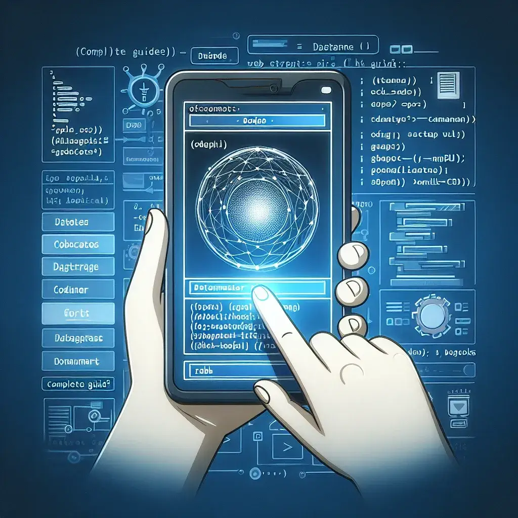 "Developer using scraping APIs in mobile app development, showcasing code on a laptop screen with mobile devices nearby, illustrating the integration of data extraction techniques in app design."