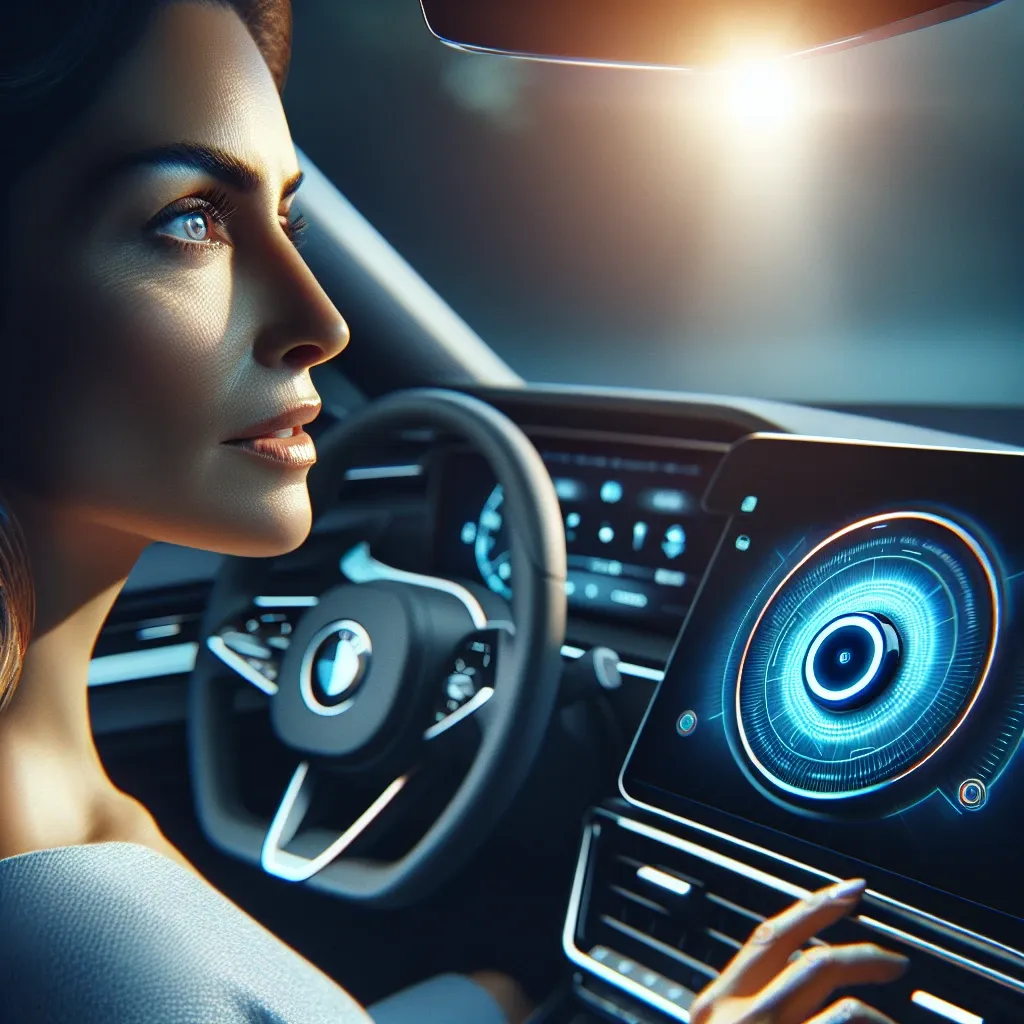 "Amazon Echo Auto device on dashboard with improved voice command interface, highlighting new offline functionality update"