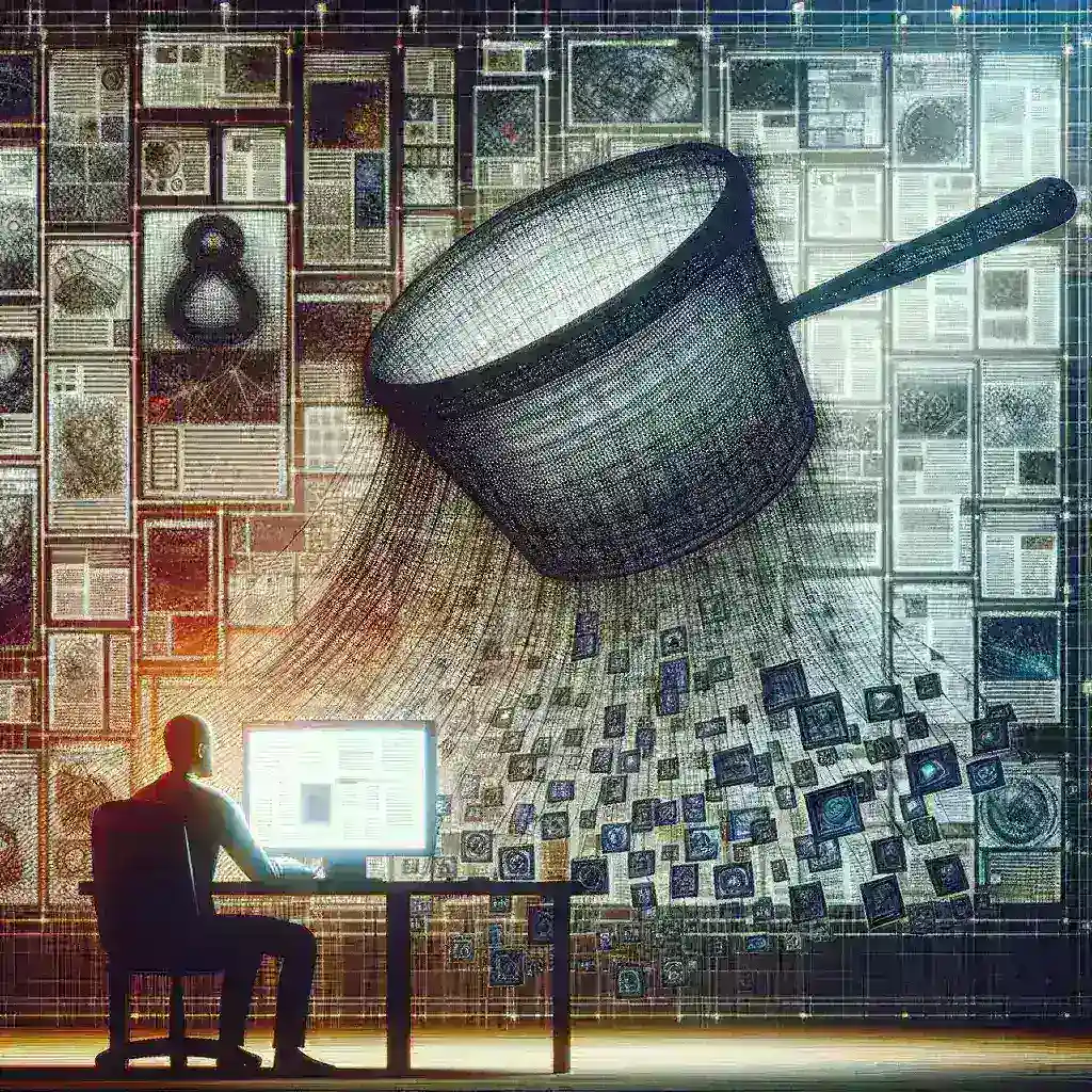 "User interacting with a social media platform, showcasing personalized news feed influenced by misinformation filters and algorithms, highlighting the impact of technology on news consumption."