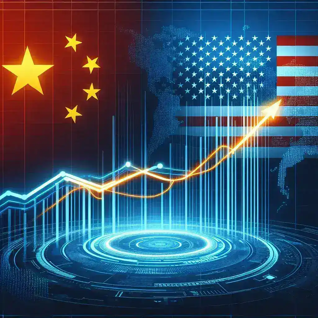 "China's DeepSeek AI investigation highlights concerns over US tech talent development, showcasing a graph comparing AI research outputs and educational resources between the two countries."